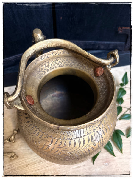 Antique engraved hanging lota