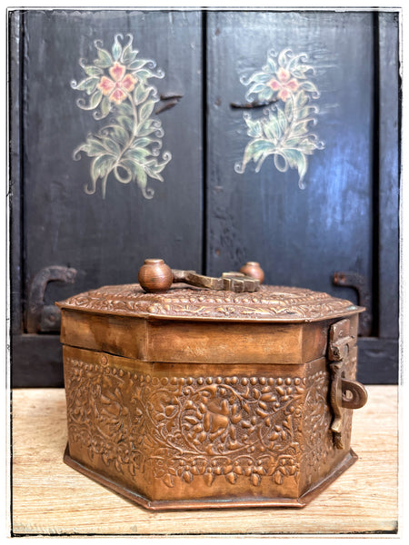 Antique embossed copper tin