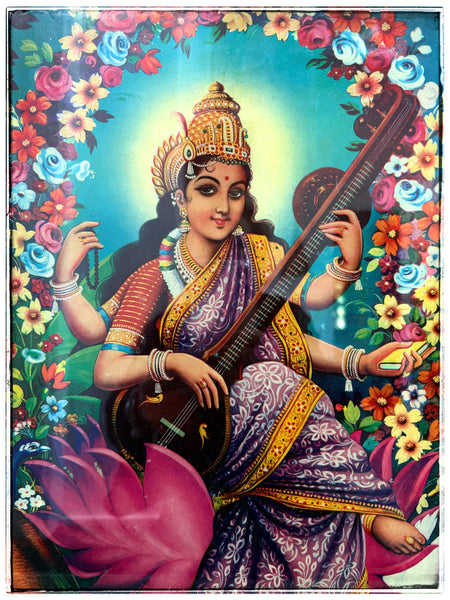 Large Saraswati lithograph