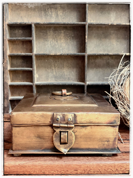 Antique brass spice box