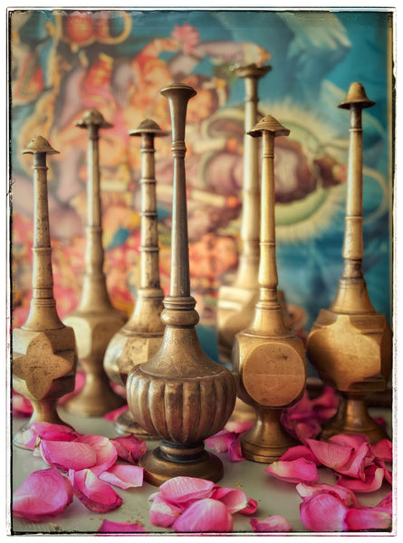 Antique rose water bottles