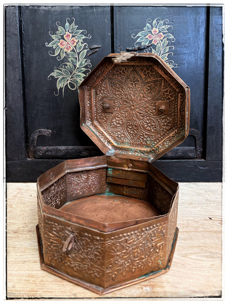 Antique embossed copper tin