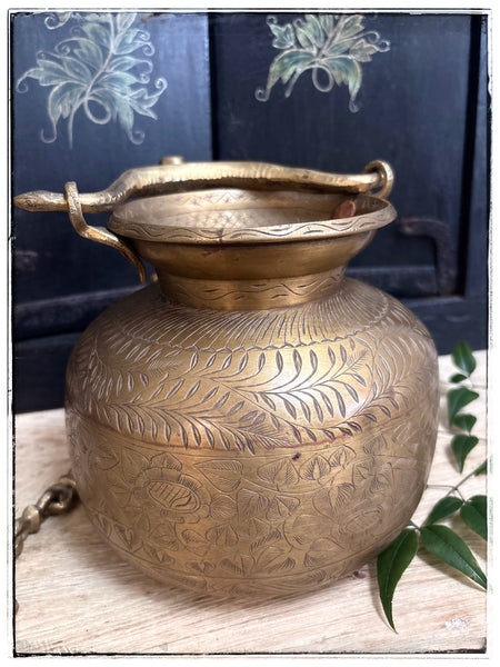 Antique engraved hanging lota