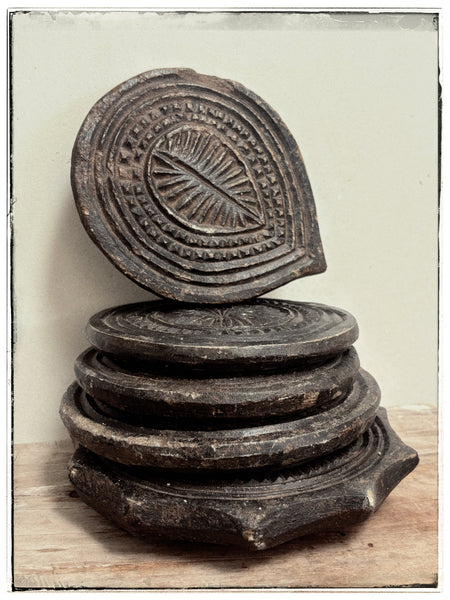Antique carved stone plates