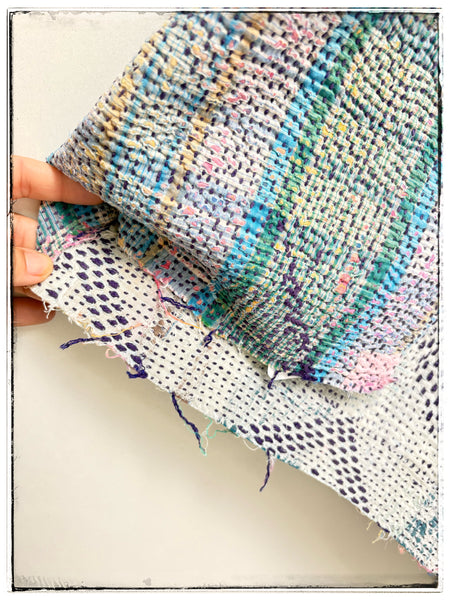 Extra Large Textured Antique Kantha in Light Blue