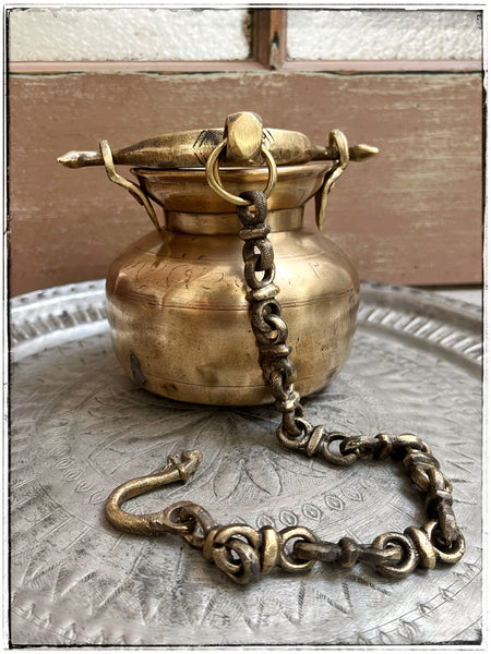 Antique hanging brass lota