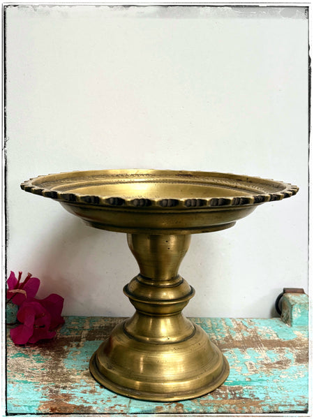 Antique brass offering dish