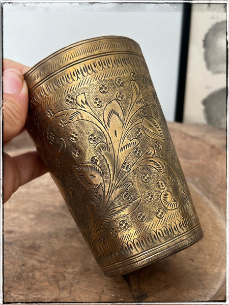 Vintage brass lassi cups