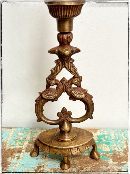 Antique peacock candlestick