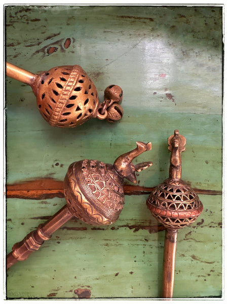 Antique brass rattles
