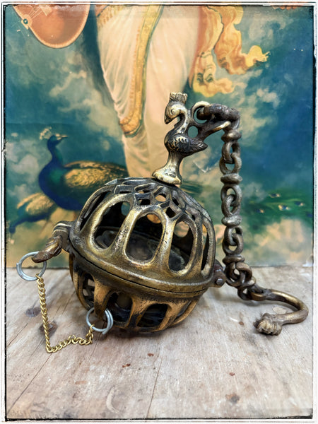 Brass incense cage burner
