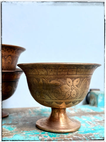 Antique brass dhoop burning cups