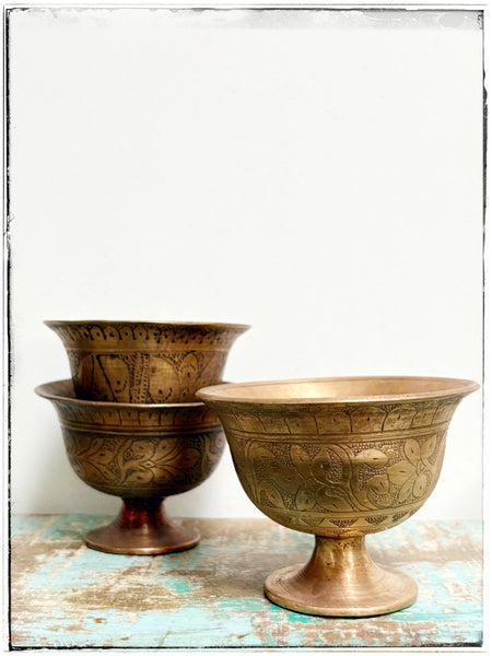 Antique brass dhoop burning cups