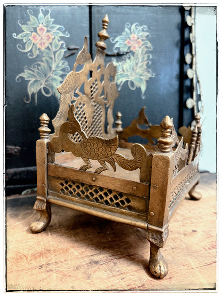 Antique peacock and jaali sinhasan
