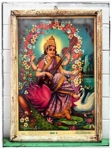 Large Saraswati lithograph