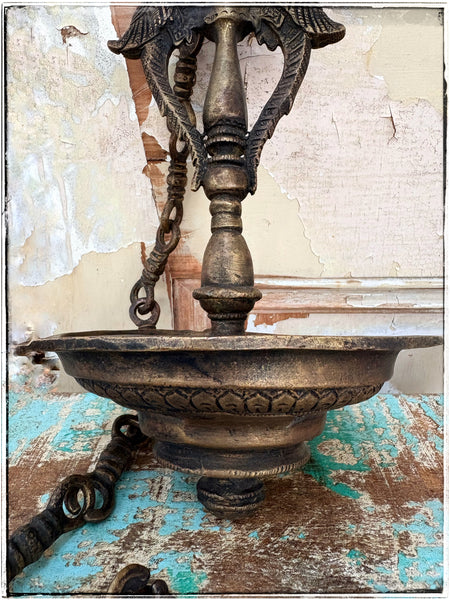 Antique hanging peacock diya