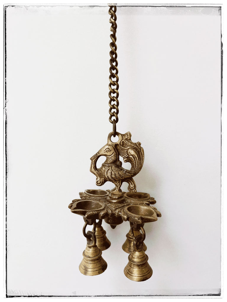 Antique hanging peacock diya
