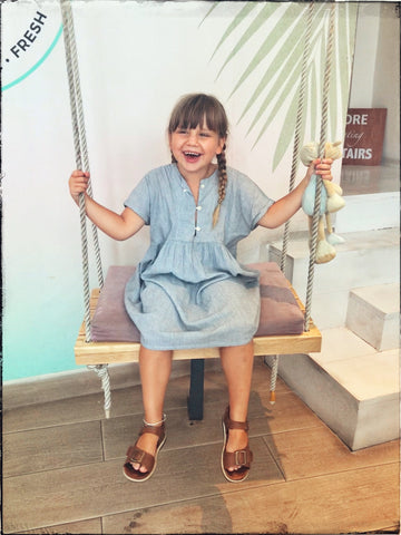 Pinstripe smock dress 6-8yrs