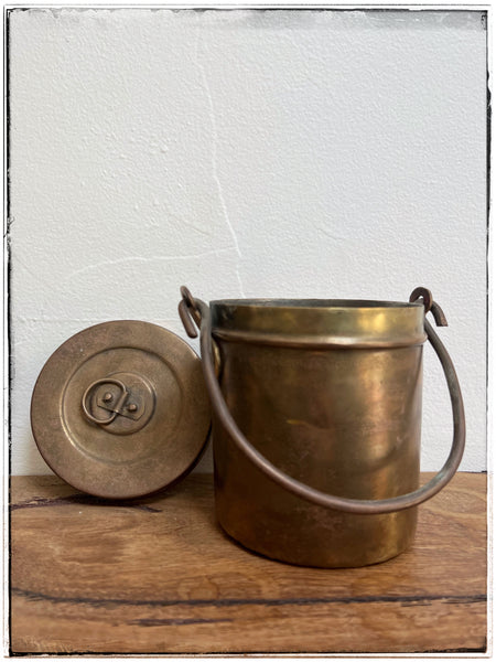 Vintage brass bucket with lid
