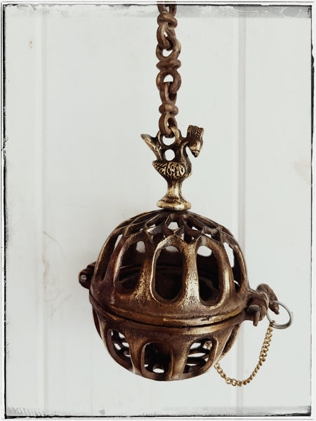 Brass incense cage burner