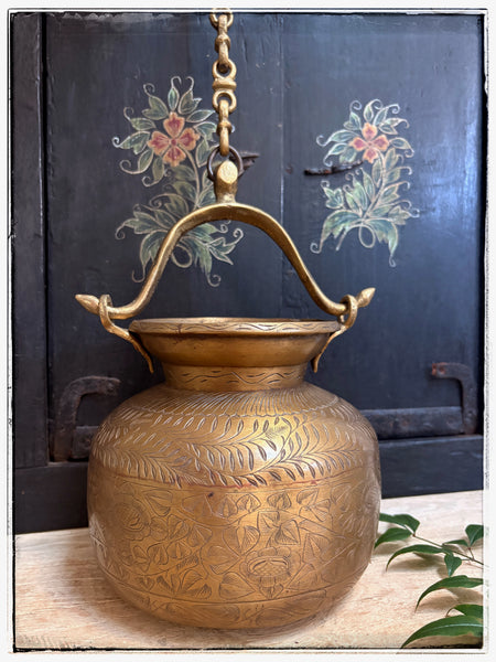 Antique engraved hanging lota