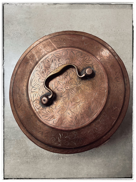 Large engraved brass box