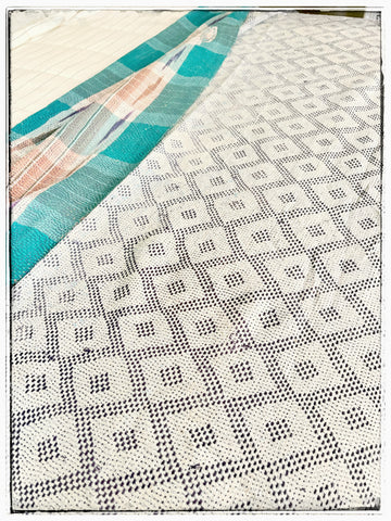 Extra Large Textured Antique Kantha in Light Blue