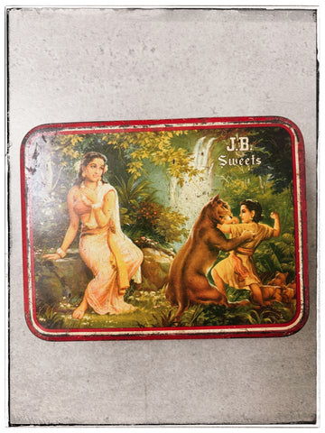 Vintage Bharata and the Lion tin