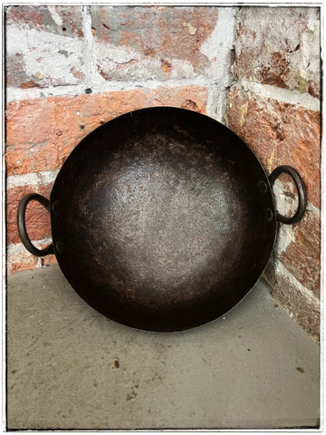 Vintage kadai- iron cooking pot
