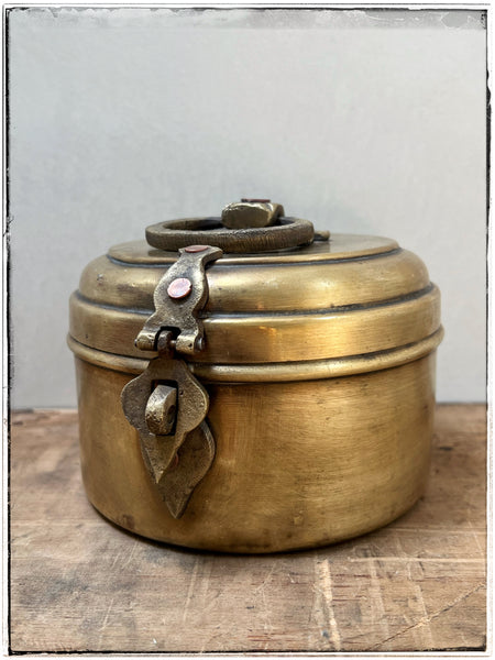 Antique brass tin