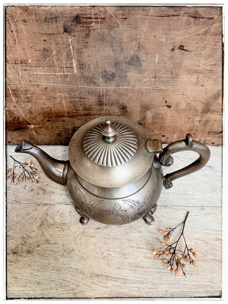 Antique brass teapot