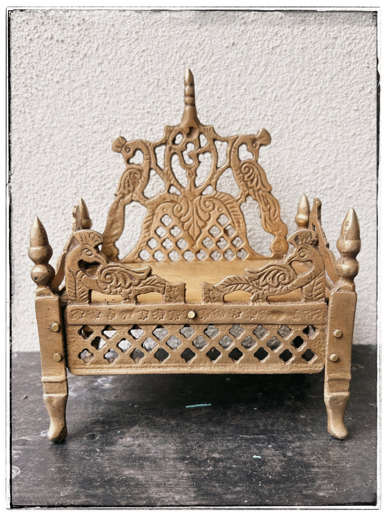 Antique peacock and jaali sinhasan