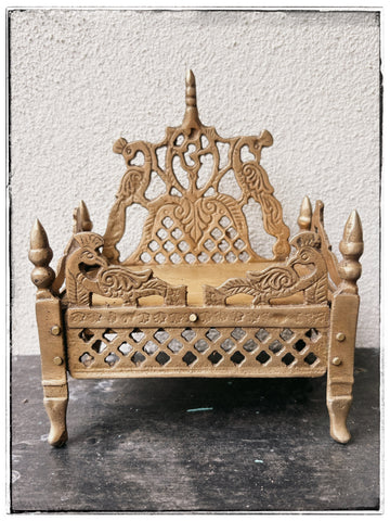 Antique peacock and jaali sinhasan