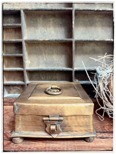 Antique brass spice box