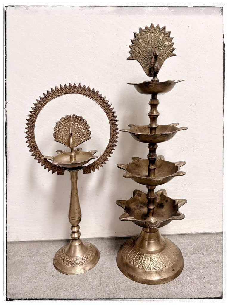 Antique peacock diyas