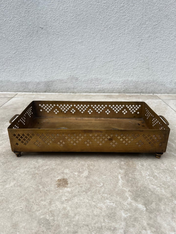 Antique brass jaali tray