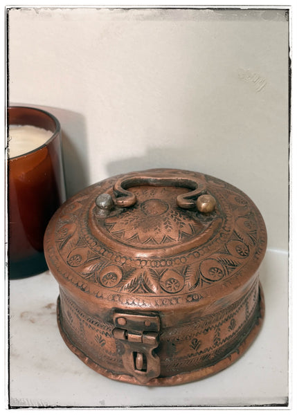 Antique copper jewellery box