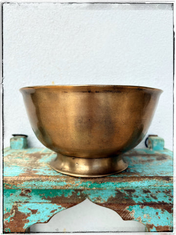 Antique brass pedestal bowl