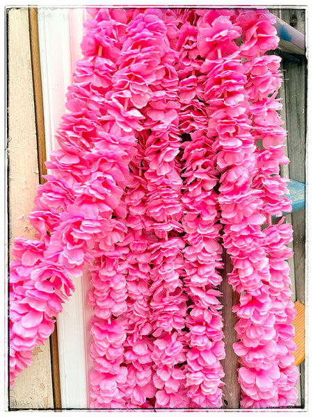 Pink cloth flower garlands