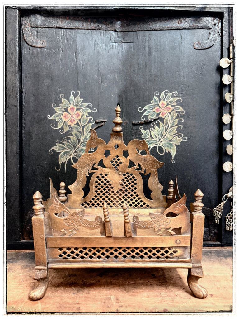 Antique peacock and jaali sinhasan
