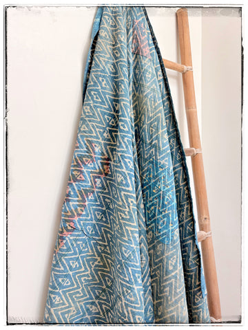 Indigo Dyed and Blockprinted Vintage Kantha