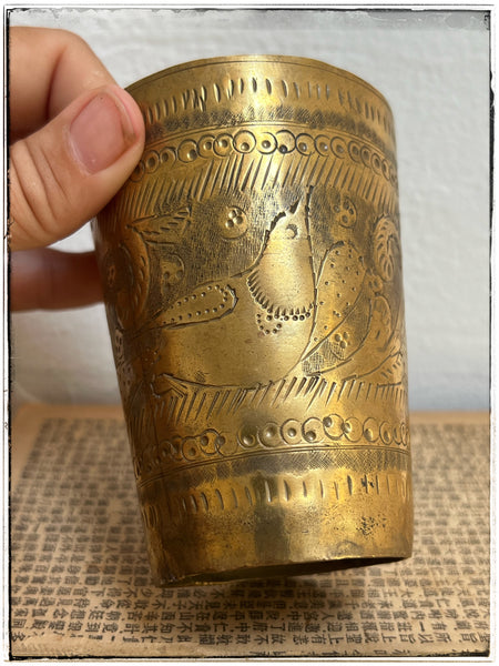 Vintage brass lassi cups