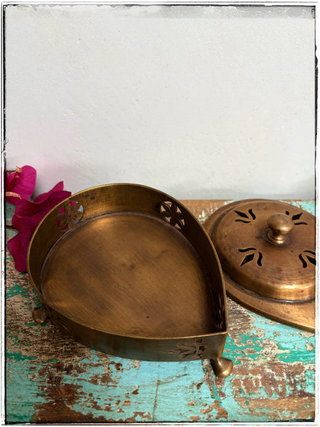 Antique brass sweets tin