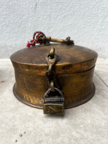 Antique chain box with lock