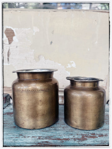 Vintage brass pots