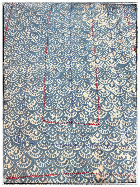 Indigo Dyed and Blockprinted Vintage Kantha