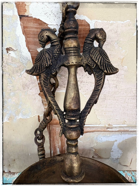 Antique hanging peacock diya