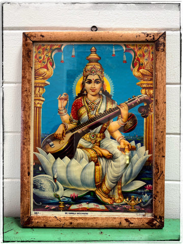 Vintage Saraswati lithograph