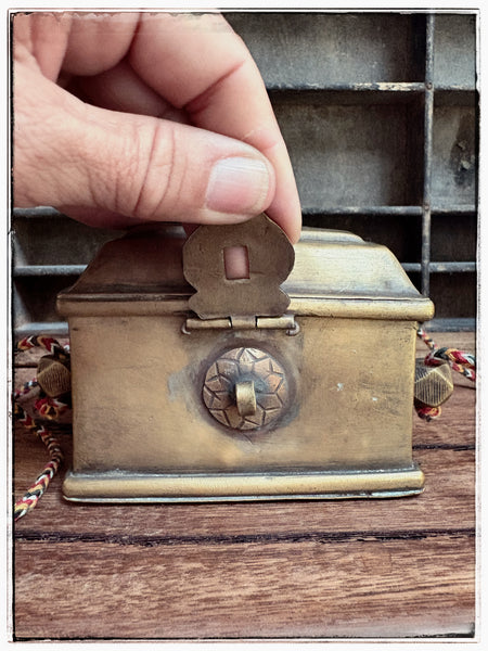 Antique brass spice box