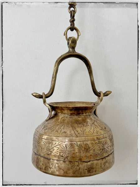 Antique engraved brass lota